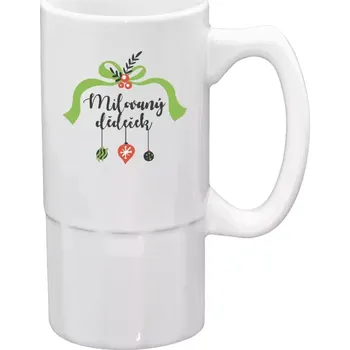 Sklenice Půllitr bílý vysoký Milovaný dědeček - ozdoby