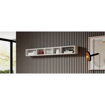 Obývací stěna HAMAL závěsná police, bílá/bílý lesk + vyzvednutí ZDARMA