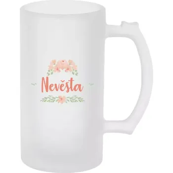 Sklenice Půllitr skleněný matný Nevěsta - oranžové květiny