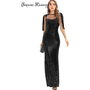 Dámské šaty Dámské společenské šaty výprodej Sequins SF656 Barva: Černá, Velikost: S