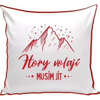 Polštář Polštář barevný 32x32 cm Hory volají, musím jít