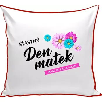 Polštář Polštář barevný 32x32 cm Šťastný den matek - květiny