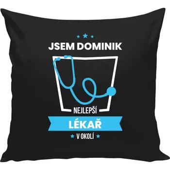 Polštář Polštář černý 40x40 cm Nejlepší v okolí - lékař
