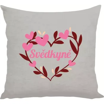 Polštář Polštář lněný 40x40 cm Svědkyně - se srdíčky