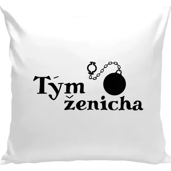 Polštář Polštář bílý 40x40 cm Tým ženicha s koulí