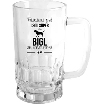 Sklenice Půllitr pro pejskaře - Bígl je nejlepší - čirý