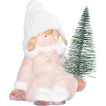 Postavička Vánoce, Holčička se stromečkem, terakota, 14,5x13x17 cm