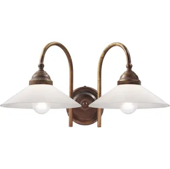 Nástěnné svítidlo Il Fanale 212.20.OV Tabia, nástěnné svítidlo z mosazi a bílé skla, 2x10W LED E14, šířka 41cm