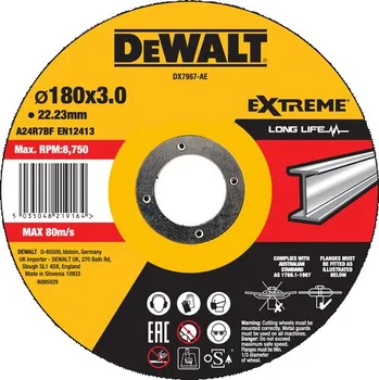 Řezný kotouč Řezný kotouč na kov vypouklý180x3,0x22,2 DeWALT DX7967
