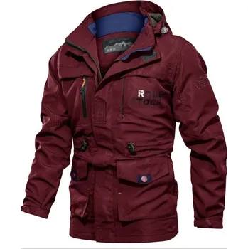 Pánská softshellová bunda Turistická pánská bunda na hory s nápisy a kapsami Barva: Červená, Velikost: 3XL