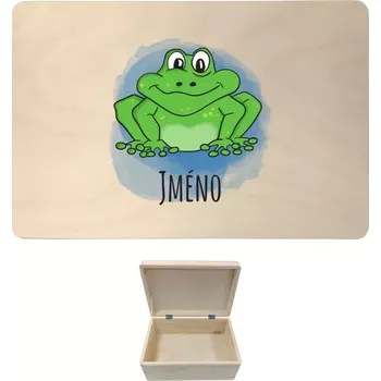 Úložný box Dřevěný box s víkem Žába