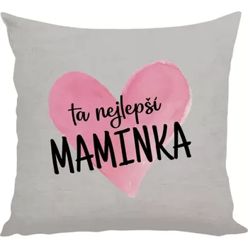 Polštář Polštář lněný 40x40 cm Ta nejlepší maminka srdce
