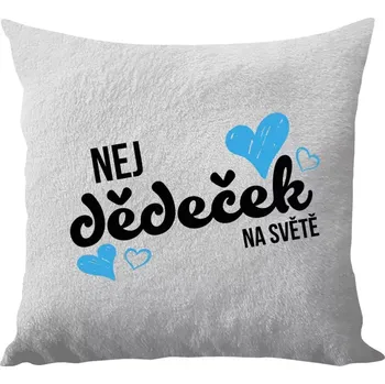 Polštář Polštář bílý 40x40 cm - dlouhý chlup Nej dědeček na světě