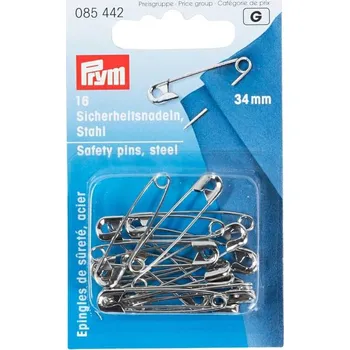 PRYM Zavírací špendlíky, 34 mm, stříbrné barvy, 16 ks