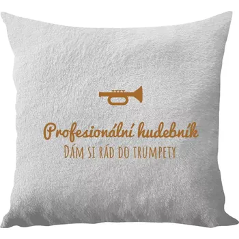 Polštář Polštář bílý 40x40 cm - dlouhý chlup Dám si rád do trumpety