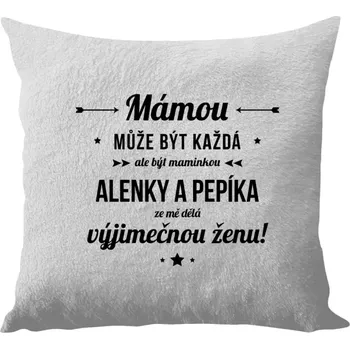 Polštář Polštář bílý 40x40 cm - dlouhý chlup Mámou může být každá se jmény
