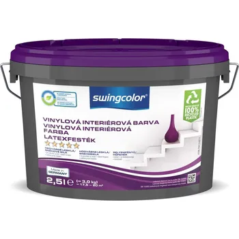 barva na zeď Swingcolor Vinylová barva, sněhobílá, polomatná, 2,5 l 6211 T02,5 0