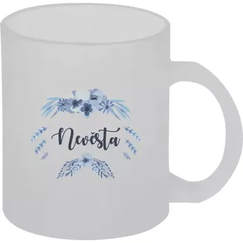 Hrnek 330 ml - skleněný matný Nevěsta - peříčka