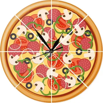 Hodiny Plexi nástěnné hodiny Pizza