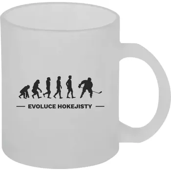 Hrnek 330 ml - skleněný matný Evoluce - hokejista