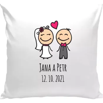 Polštář Polštář bílý 40x40 cm Panáčci se jmény