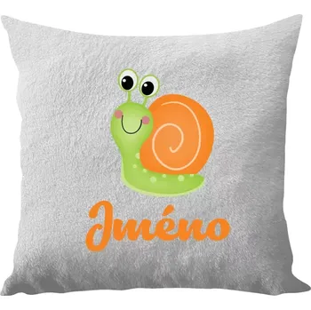 Polštář Polštář bílý 40x40 cm - dlouhý chlup Šnek se jménem