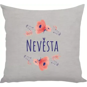 Polštář Polštář lněný 40x40 cm Nevěsta - fialové květiny