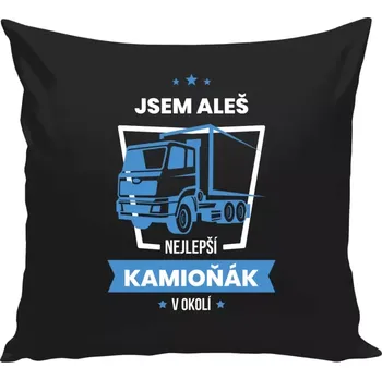 Polštář Polštář černý 40x40 cm Nejlepší v okolí - kamioňák