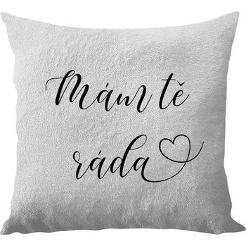 Polštář Polštář bílý 40x40 cm - dlouhý chlup Mám tě ráda srdíčko