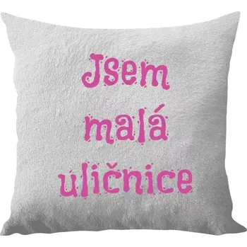 Polštář Polštář bílý 40x40 cm - dlouhý chlup Jsem malá uličnice