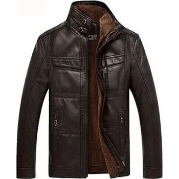 Moto bunda Kožená pánská bunda elegantní casual zateplená fleecem Barva: Černá, Velikost: XL