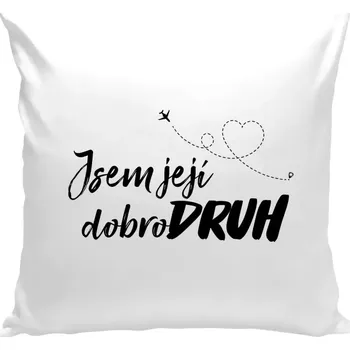Polštář Polštář bílý 40x40 cm Jsem její dobrodruh