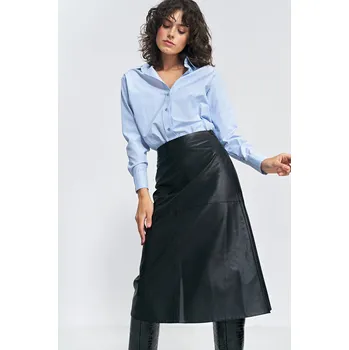 Dámská sukně Trapézová sukně z ekokůže SP73 Barva: Černá, Velikost: M
