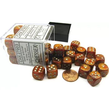 Hrací kostka Kostka D6 12mm - zlatá/třpytivá (Chessex)