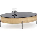 Konferenční stůl ZENGA sklo černé/ dub zlatá