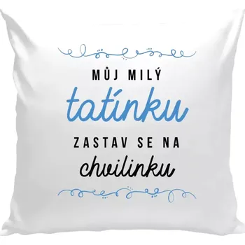 Polštář Polštář bílý 40x40 cm Můj milý tatínku, zastav se na chvilinku