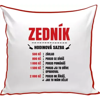 Polštář Polštář barevný 32x32 cm Hodinová sazba - zedník