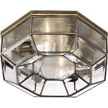 Il Fanale Rilegato, vitrážové stropní svítidlo, fazetové sklo/pálená mosaz, 4x E27 max 30W, průměr 42cm