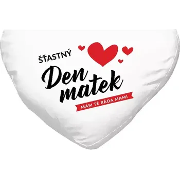 Polštář Polštář srdce 40x35 cm Šťastný den matek - mám tě ráda mami