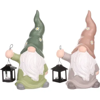 Vánoční ozdoba Autronic Trpaslík s lucernou, mix 2 barev, keramika ALA902