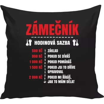 Polštář Polštář černý 40x40 cm Hodinová sazba - zámečník