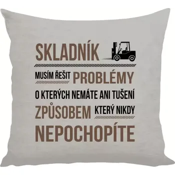 Polštář Polštář lněný 40x40 cm Musím řešit problémy - skladník