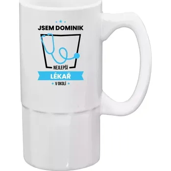 Sklenice Půllitr bílý vysoký Nejlepší v okolí - lékař