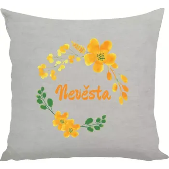 Polštář Polštář lněný 40x40 cm Nevěsta - žluté květiny
