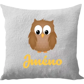 Polštář Polštář bílý 40x40 cm - dlouhý chlup Sovička se jménem