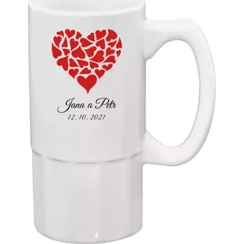 Sklenice Půllitr pro páry - Srdce se jmény - 500 ml