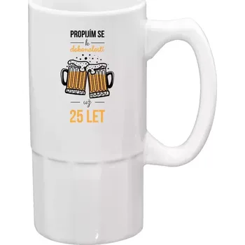 Sklenice Půllitr bílý vysoký Propíjím se k dokonalosti už x let