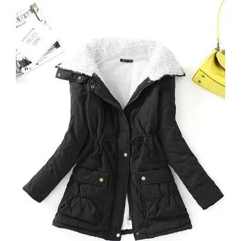 Dámská parka Stylová parka s měkkou podšívkou Barva: Černá, Velikost: XL