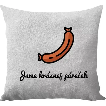 Polštář Polštář bílý 40x40 cm - dlouhý chlup Jsme krásnej páreček - ona