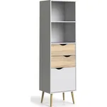 Regál OSLO 75382 se zásuvkami v bílé barvě s prvky dekoru